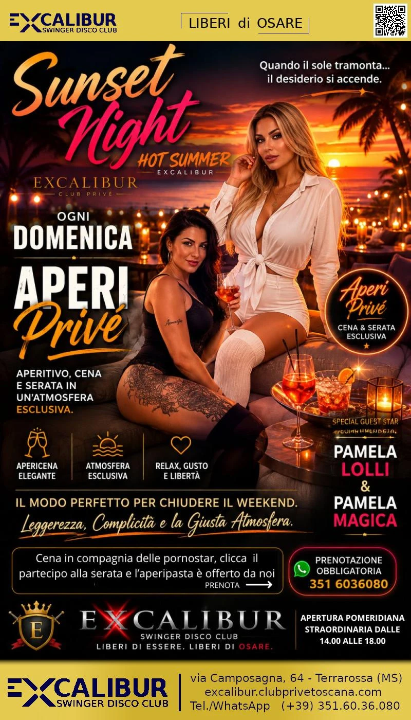 Swinger club prive événement Apericena in compagnia di Pamela Loli e Pamela Magica